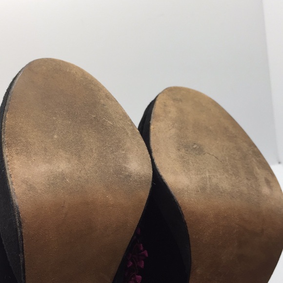 Rebeca Sanver Velvet Peep Toe Heels Black Purple Size 6 Formal - Picture 10 of 14